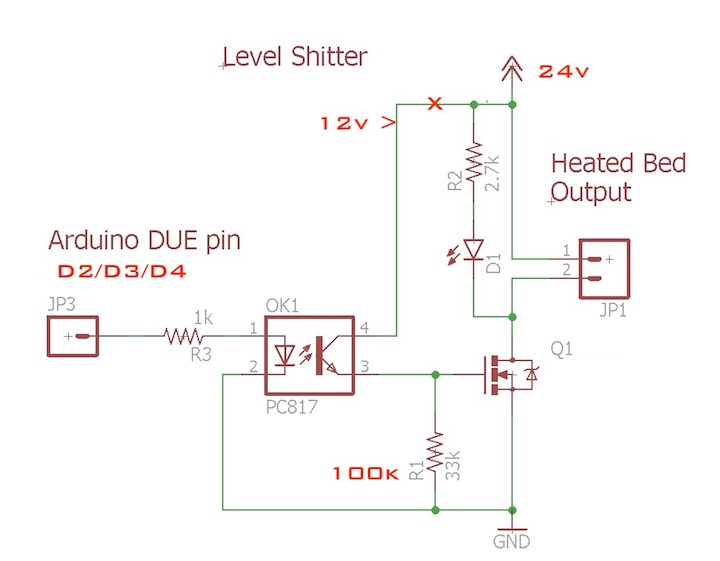 Circuit diagram for mounting three Level Shitter (PC817)
